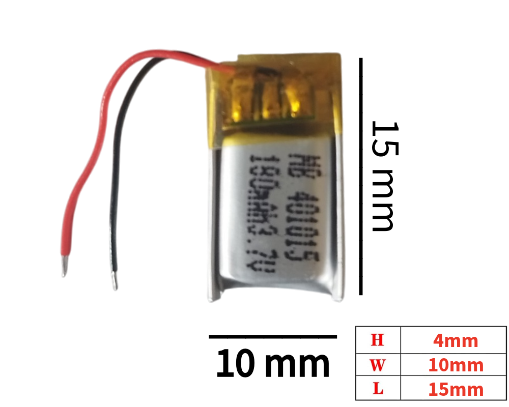 Batería plana de Litio Li-ion 401015 de 3.7V 180mAh